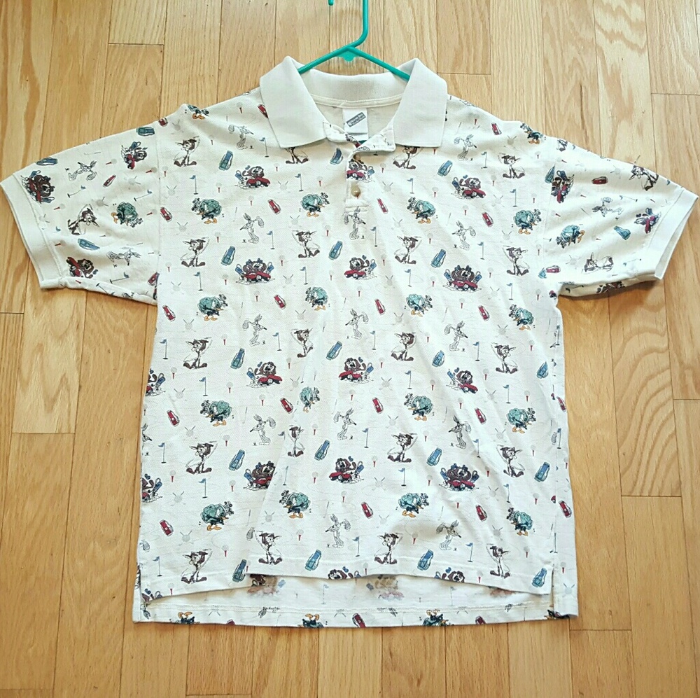 Vintage Warner Brothers Taz Bugs Bunny Golf Polo